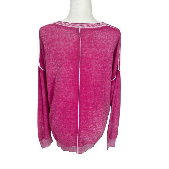 Sundance Samantha V-Neck Cotton Sweater Washed Pink Size Large Boho Chic - Picture 9 of 14